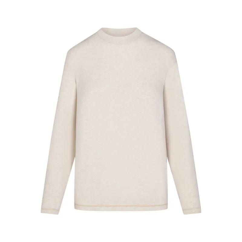 BOYFRIEND LONG SLEEVE T-SHIRT | HEATHER OATMEAL sold by SKIMS