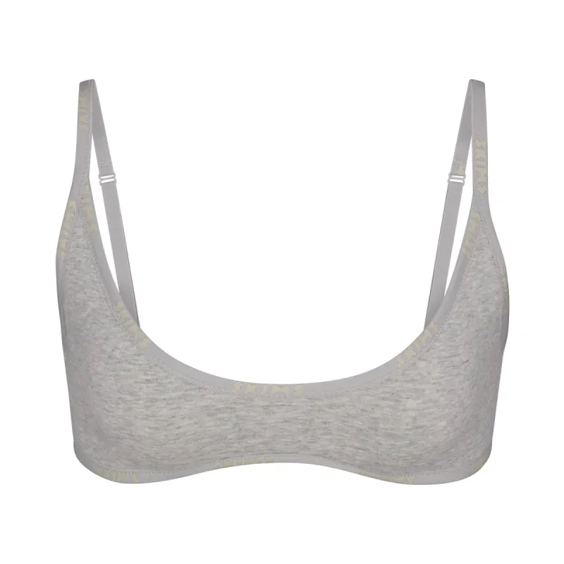 COTTON LOGO SCOOP NECK BRALETTE | LIGHT HEATHER GREY sold by SKIMS