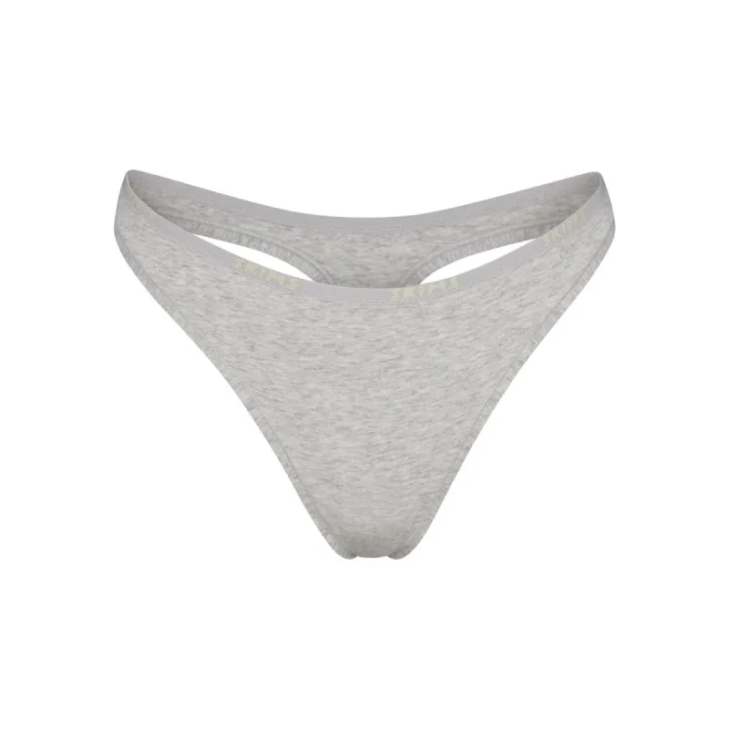 COTTON LOGO DIPPED THONG | LIGHT HEATHER GREY sold by SKIMS