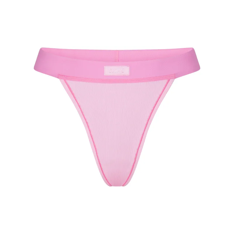 COTTON RIB THONG | BUBBLE GUM sold by SKIMS
