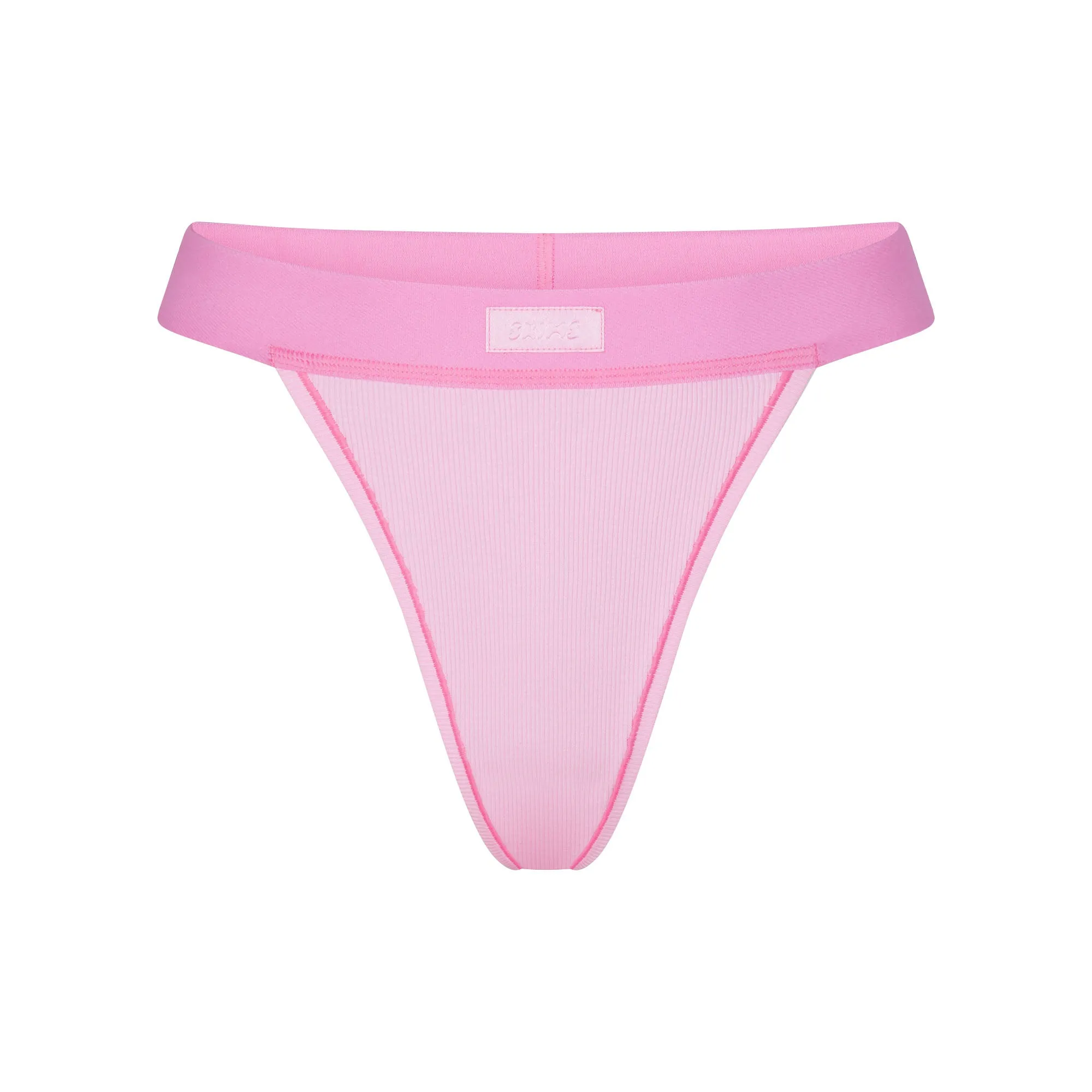 COTTON RIB THONG | BUBBLE GUM sold by SKIMS