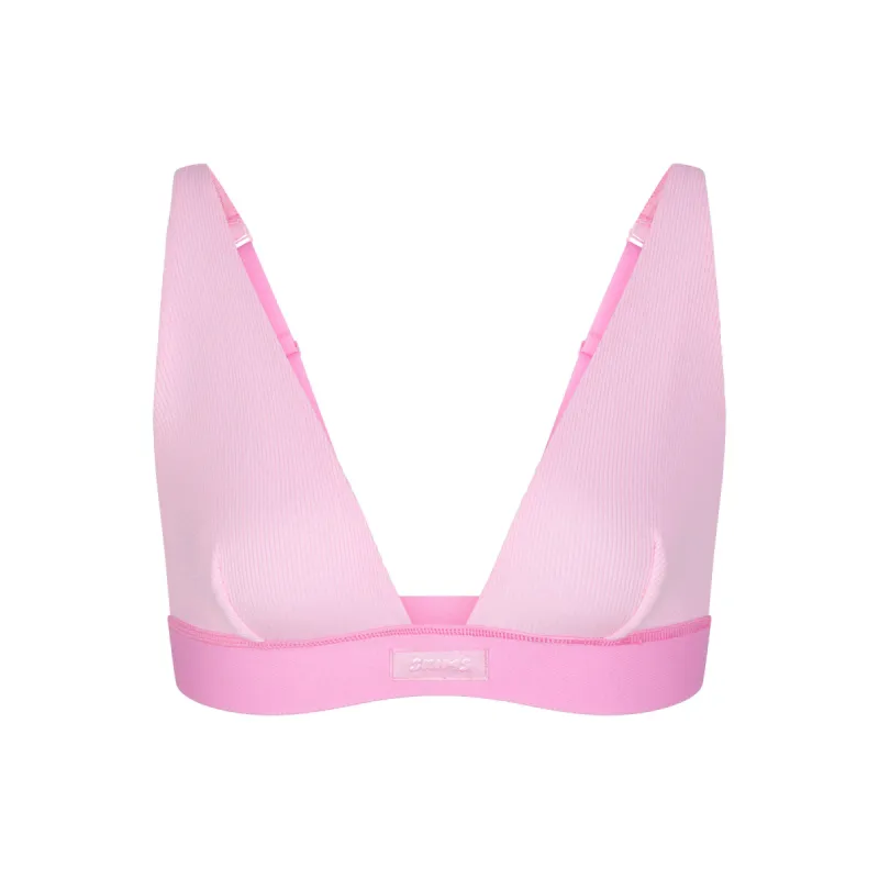 COTTON RIB PLUNGE BRALETTE | BUBBLE GUM sold by SKIMS