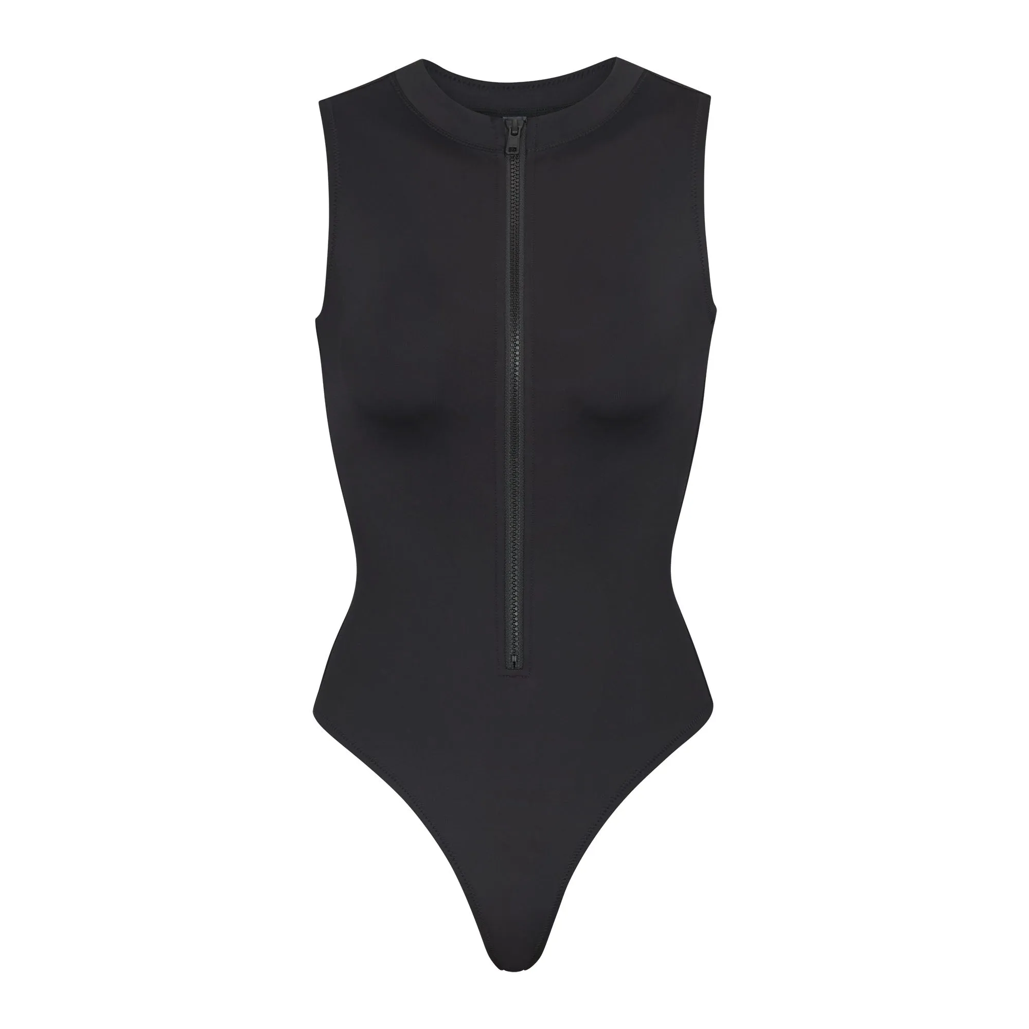 SIGNATURE SWIM ZIP FRONT SLEEVELESS ONE PIECE | ONYX sold by SKIMS