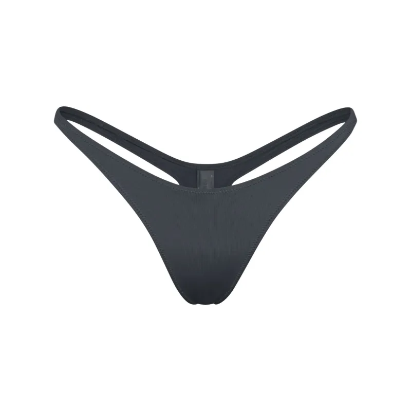 SIGNATURE SWIM THONG | GUNMETAL sold by SKIMS