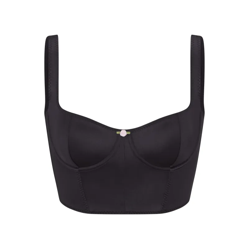 STRETCH SATIN CORSET | ONYX sold by SKIMS