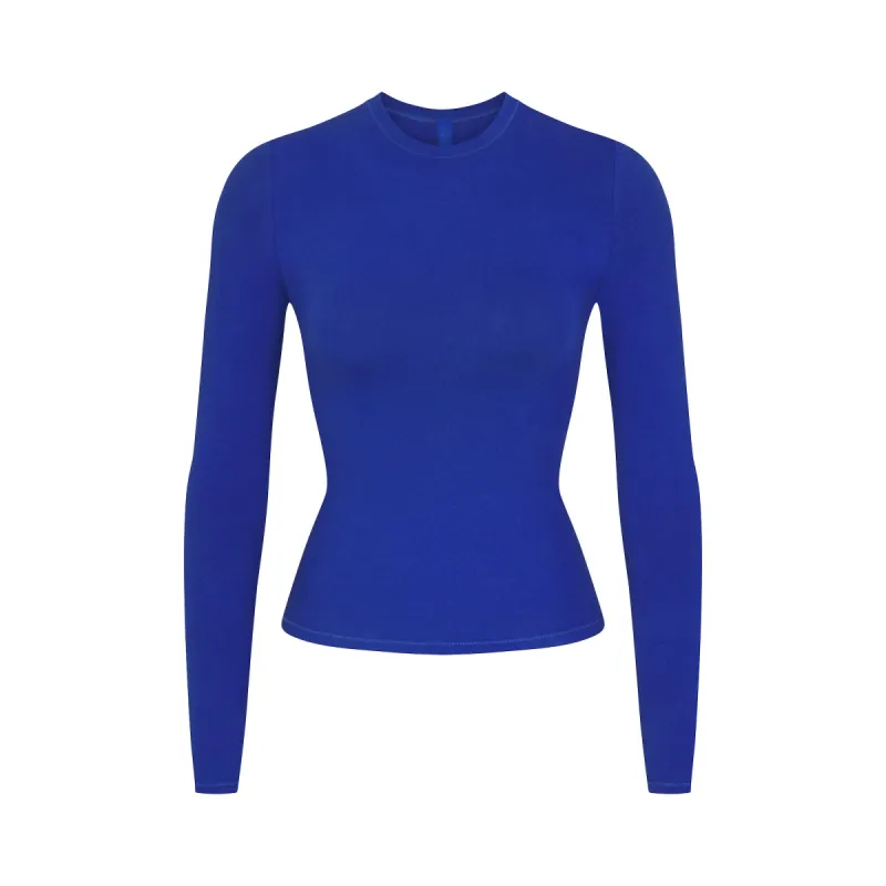 COTTON JERSEY LONG SLEEVE T-SHIRT | COBALT sold by SKIMS