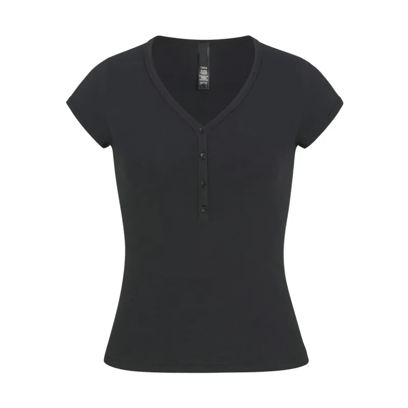NEW VINTAGE HENLEY T-SHIRT | ONYX sold by SKIMS