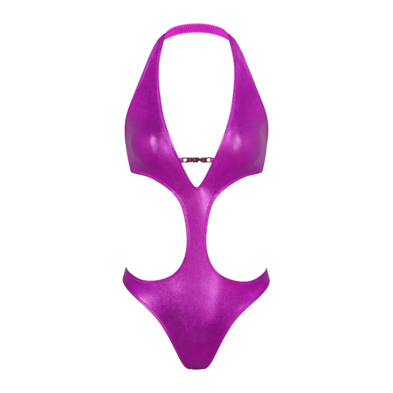 METALLIC SWIM HALTER MONOKINI | DRAGON FRUIT sold by SKIMS