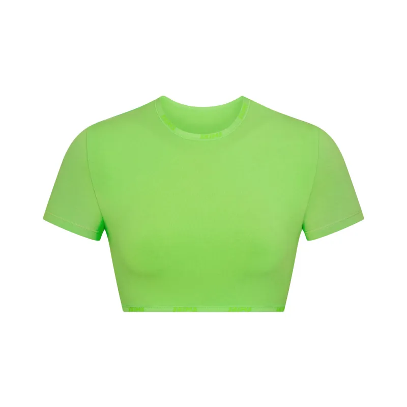 COTTON LOGO SUPER CROPPED T-SHIRT | NEON GREEN sold by SKIMS