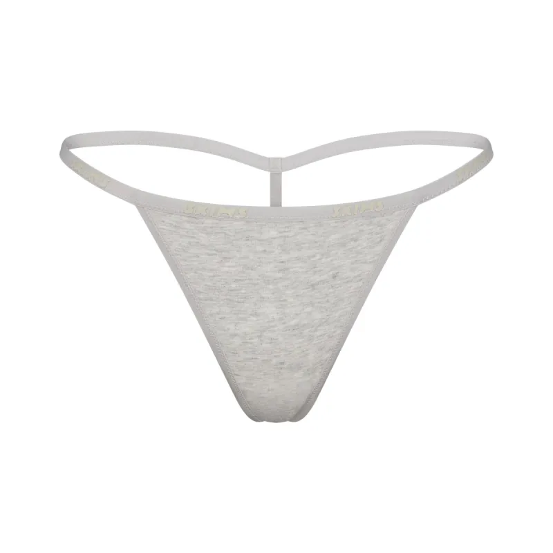 COTTON LOGO STRING THONG | LIGHT HEATHER GREY sold by SKIMS