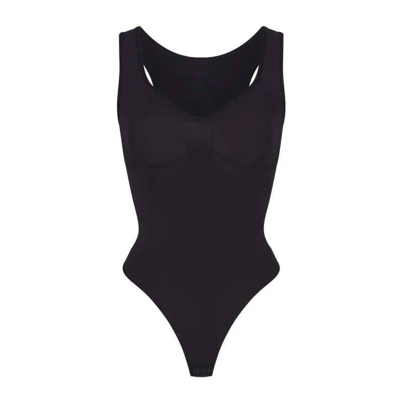 SEAMLESS SCULPT SCOOP NECK THONG BODYSUIT | ONYX sold by SKIMS