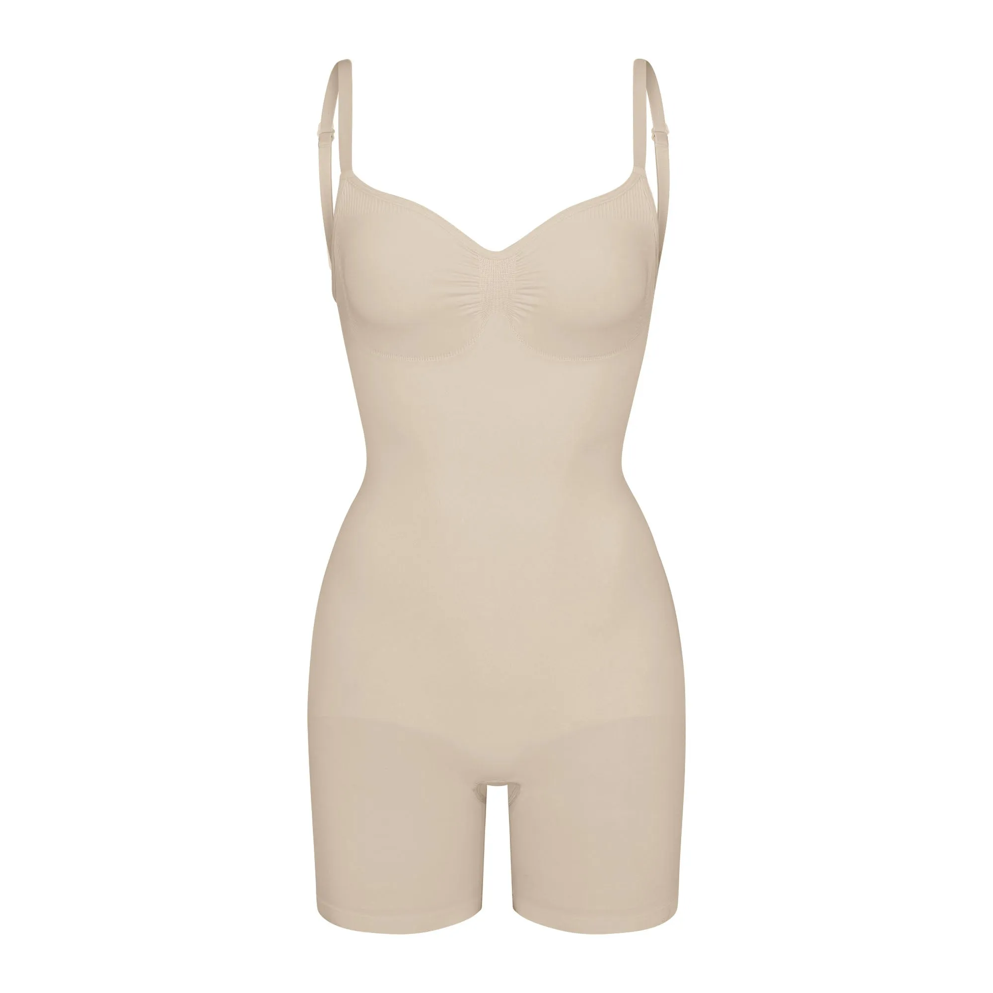 SEAMLESS SCULPT LOW BACK MID THIGH BODYSUIT | SAND sold by SKIMS