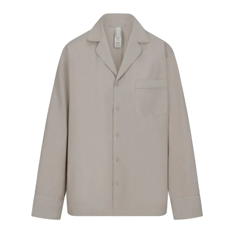 COTTON POPLIN SLEEP BUTTON UP SHIRT | SILVER sold by SKIMS