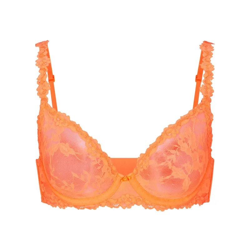 STRETCH LACE UNLINED DEMI BRA | NEON ORANGE made by SKIMS