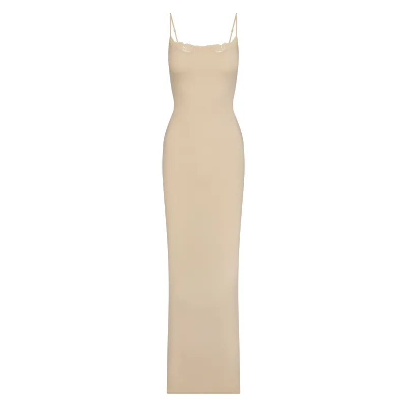 FITS EVERYBODY CORDED LACE LONG SLIP DRESS | SAND sold by SKIMS