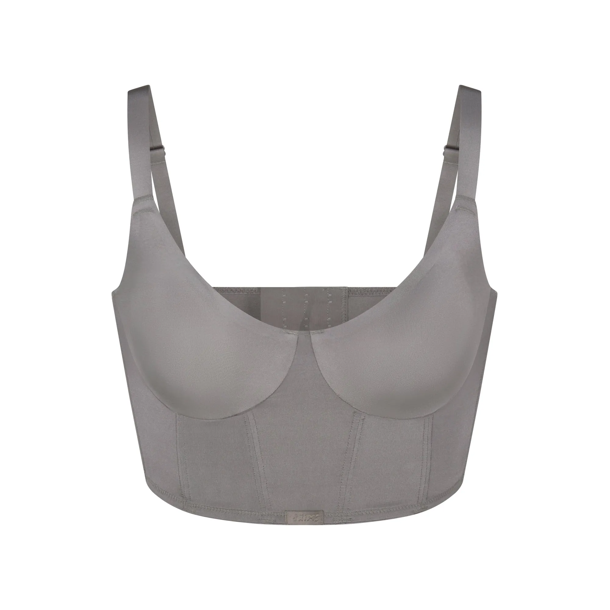SKIMS LOGO SHINE DEMI CORSET BRA | GREY CHALK sold by SKIMS