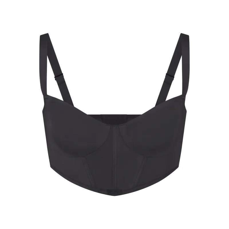 SKIMS LOGO SHINE BALCONETTE CORSET BRA | ONYX sold by SKIMS