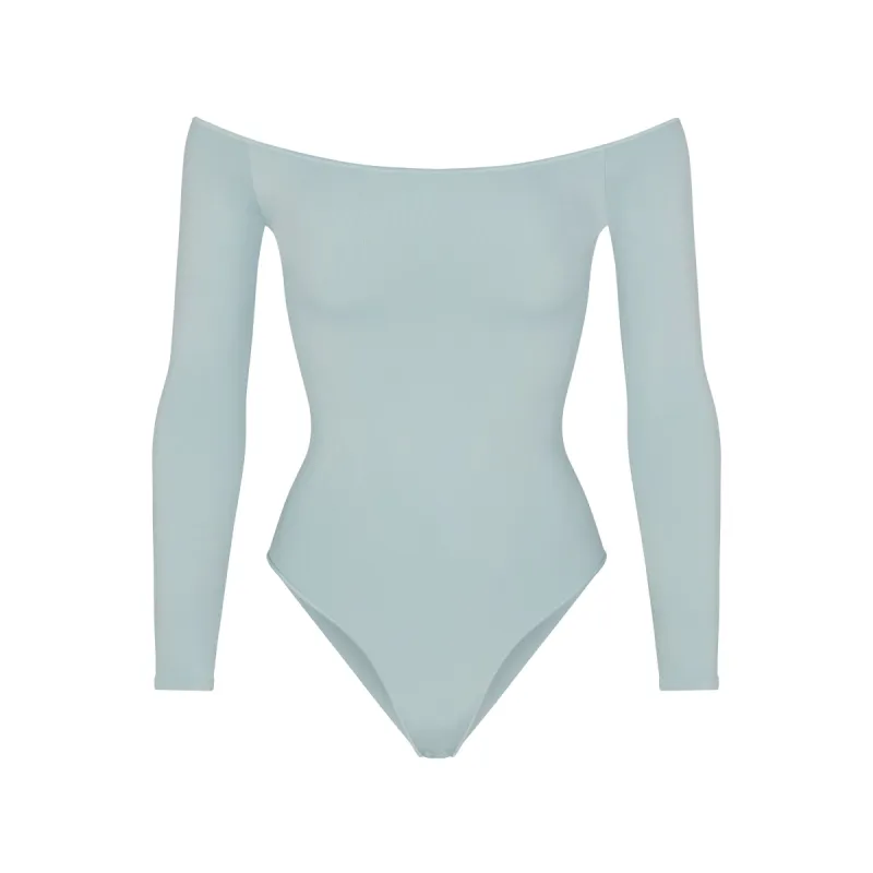 ESSENTIAL OFF THE SHOULDER BODYSUIT | DENIM sold by SKIMS