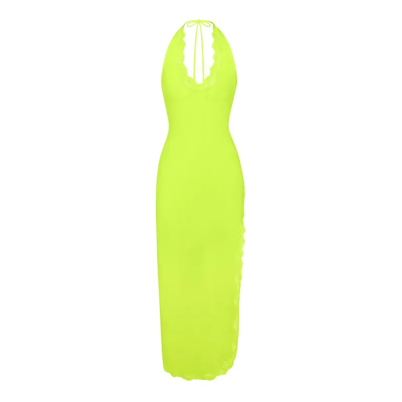 SUMMER MESH LACE DEEP PLUNGE LONG DRESS | HIGHLIGHTER sold by SKIMS