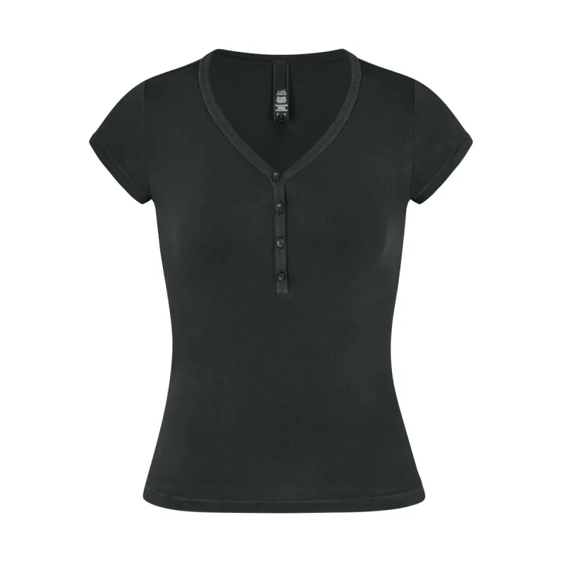 NEW VINTAGE HENLEY T-SHIRT | WASHED ONYX sold by SKIMS