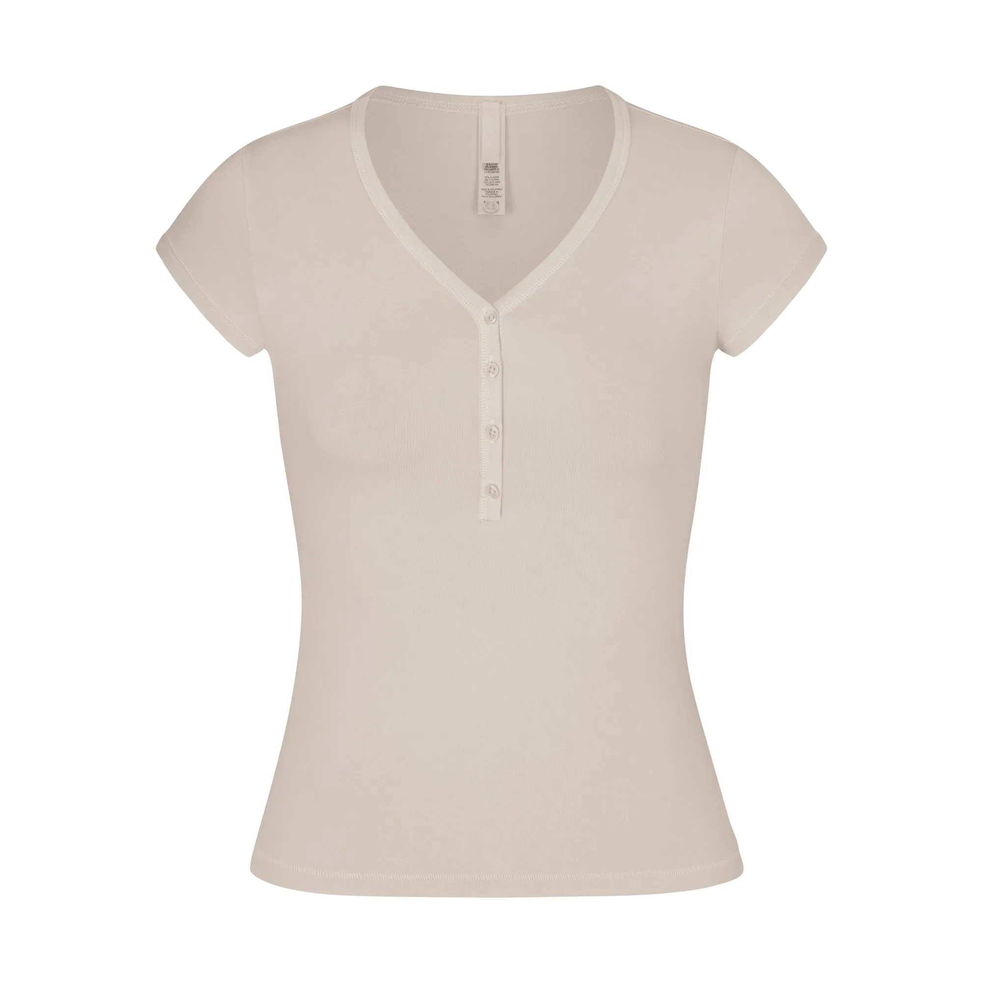 NEW VINTAGE HENLEY T-SHIRT | STONE sold by SKIMS