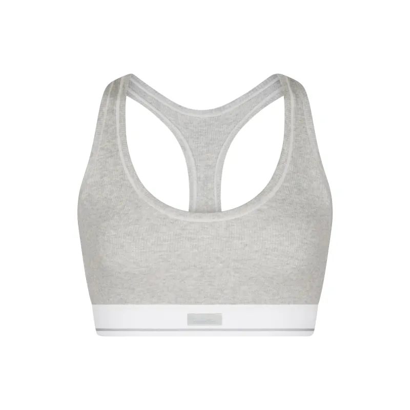 COTTON RIB RACERBACK BRALETTE | LIGHT HEATHER GREY MULTI sold by SKIMS