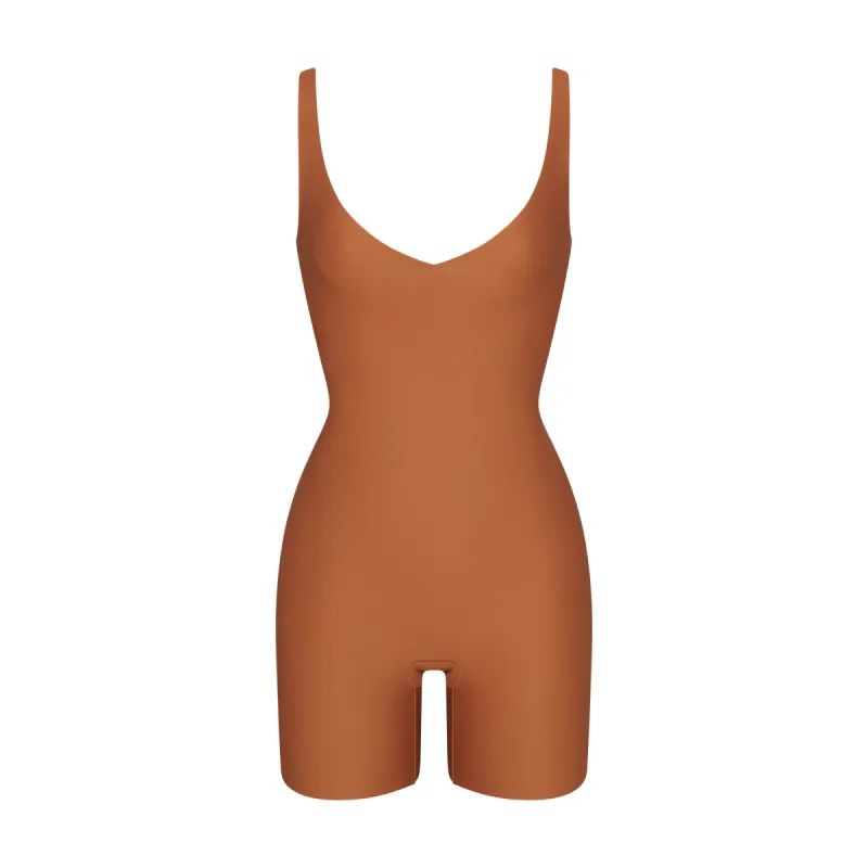SKIMS BODY UNLINED PLUNGE MID THIGH BODYSUIT | BRONZE sold by SKIMS