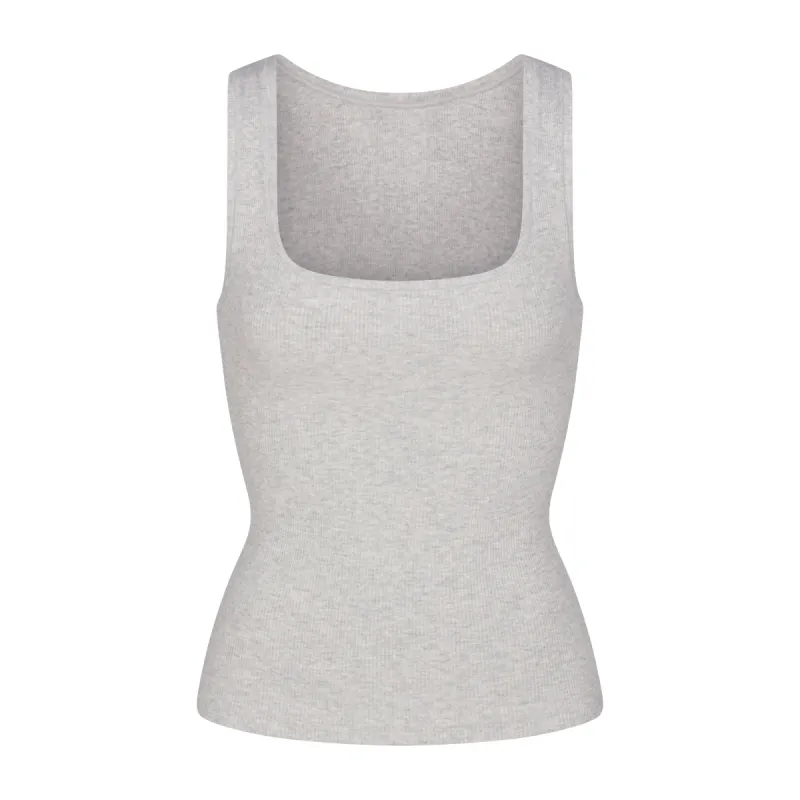 COTTON RIB LONG TANK | LIGHT HEATHER GREY sold by SKIMS