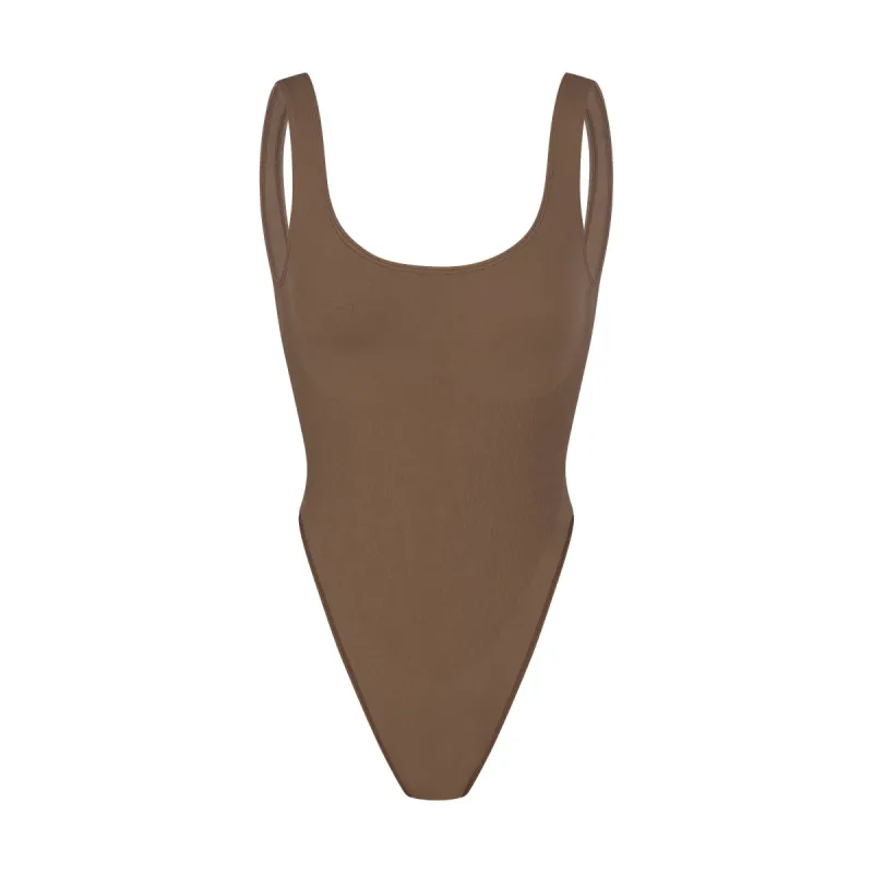 CONTOUR NYLON HIGH CUT BODYSUIT | OXIDE sold by SKIMS