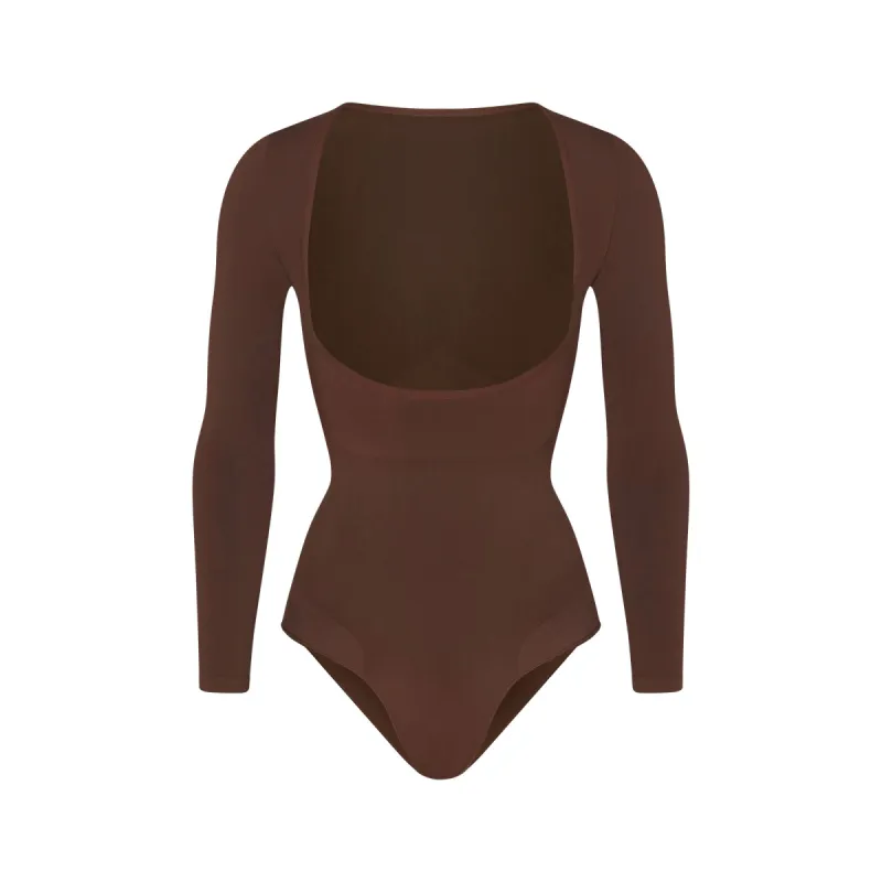 SEAMLESS SCULPT LONG SLEEVE OPEN BUST BRIEF BODYSUIT | COCOA sold by SKIMS