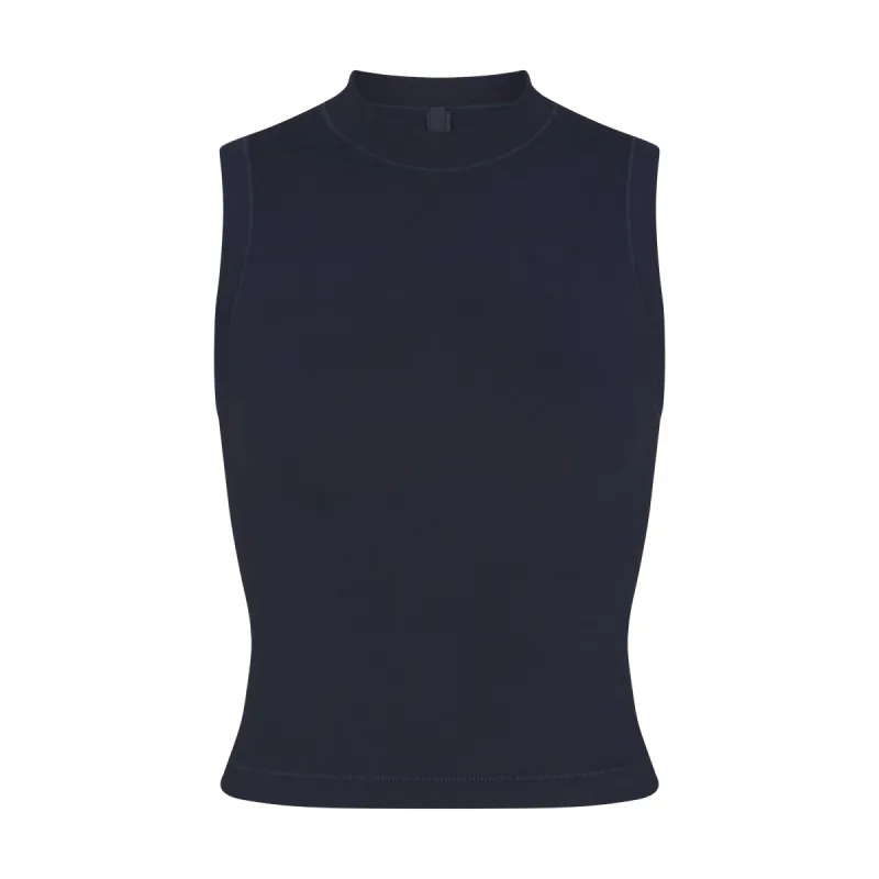 COTTON JERSEY MOCK NECK TANK | NAVY sold by SKIMS