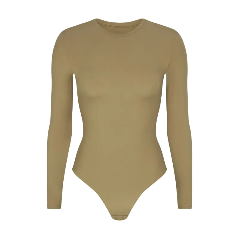 FITS EVERYBODY LONG SLEEVE CREW NECK BODYSUIT | KHAKI sold by SKIMS