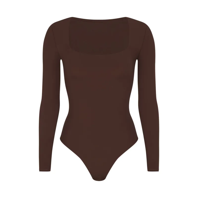 FITS EVERYBODY LONG SLEEVE SQUARE NECK BODYSUIT | COCOA sold by SKIMS