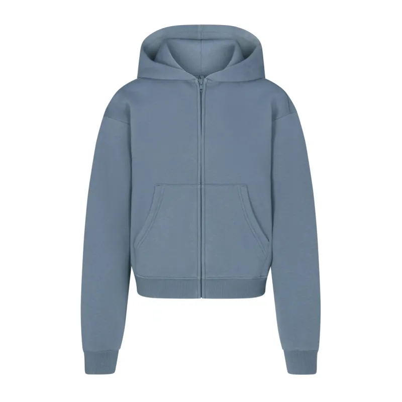 COTTON FLEECE CLASSIC ZIP UP HOODIE | STEEL BLUE sold by SKIMS