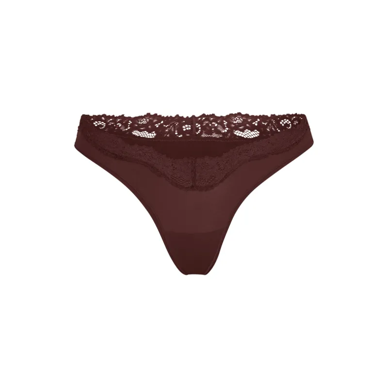 FITS EVERYBODY LACE DIPPED THONG | COCOA sold by SKIMS