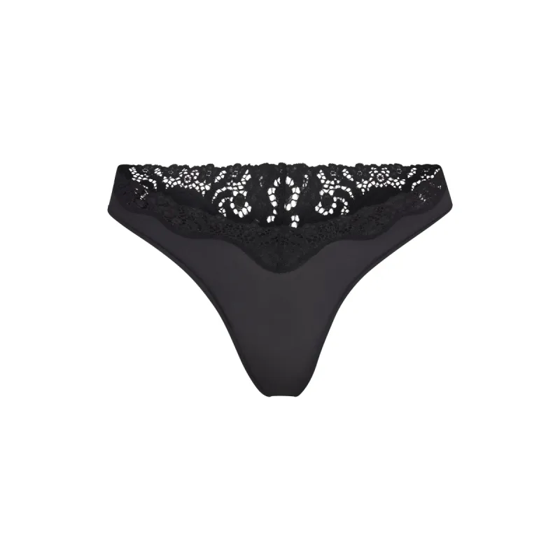 FITS EVERYBODY LACE DIPPED THONG | ONYX sold by SKIMS
