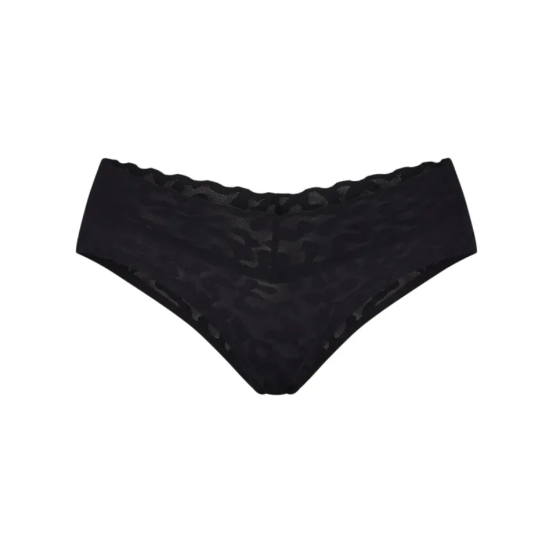 LOGO MESH LACE CHEEKY HIPSTER | ONYX sold by SKIMS