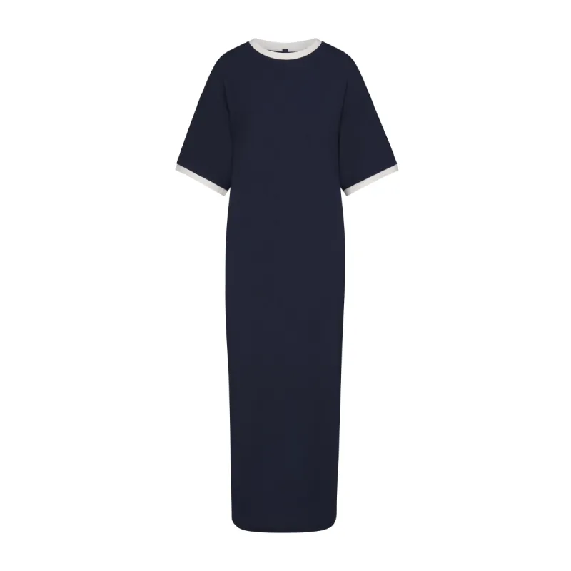 SOFT LOUNGE RINGER T-SHIRT LONG DRESS | NAVY sold by SKIMS