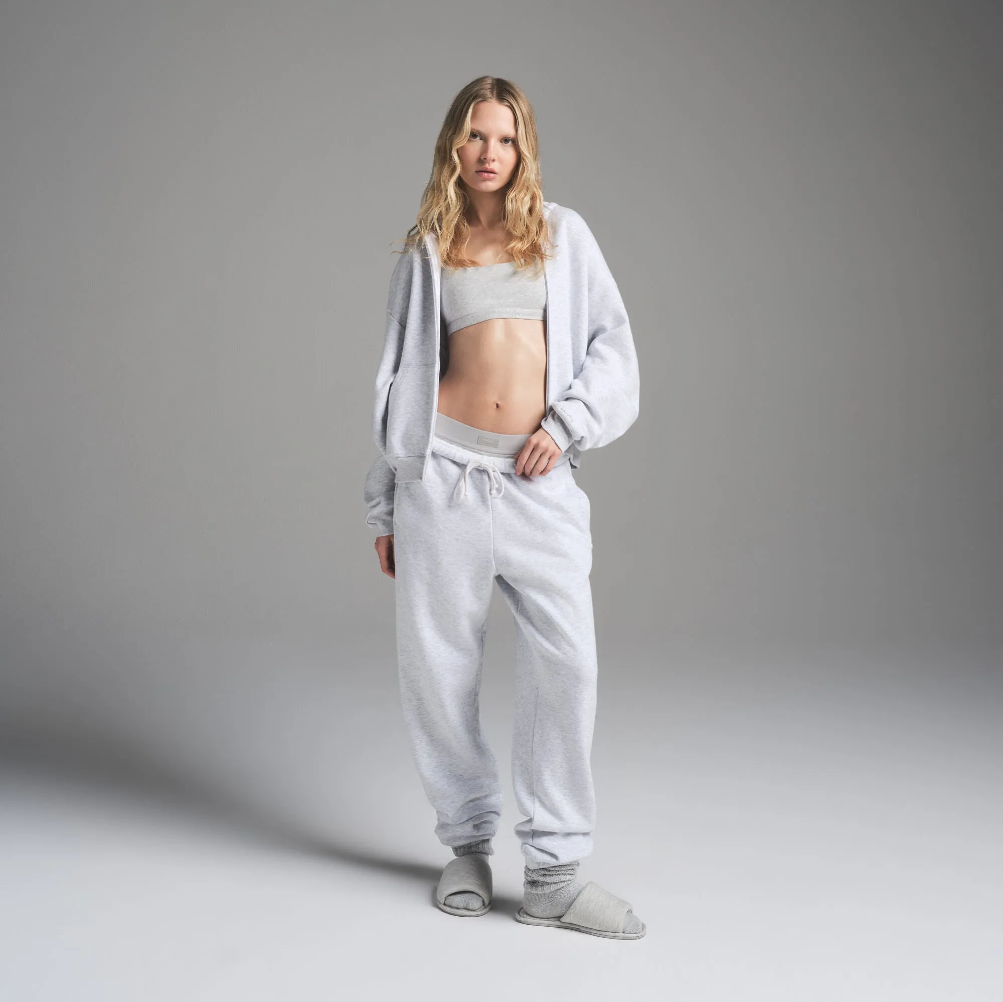 SKIMS Classic Zip Up Hoodie | Grey | Small | Cotton Fleece sold by SKIMS