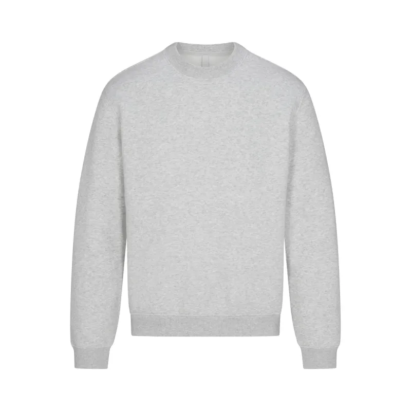 FLEECE LOUNGE MENS CLASSIC CREWNECK | LIGHT HEATHER GREY sold by SKIMS