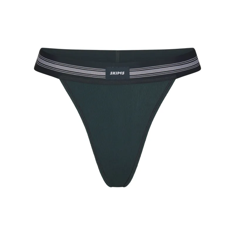 COTTON RIB THONG | SPRUCE MULTI sold by SKIMS