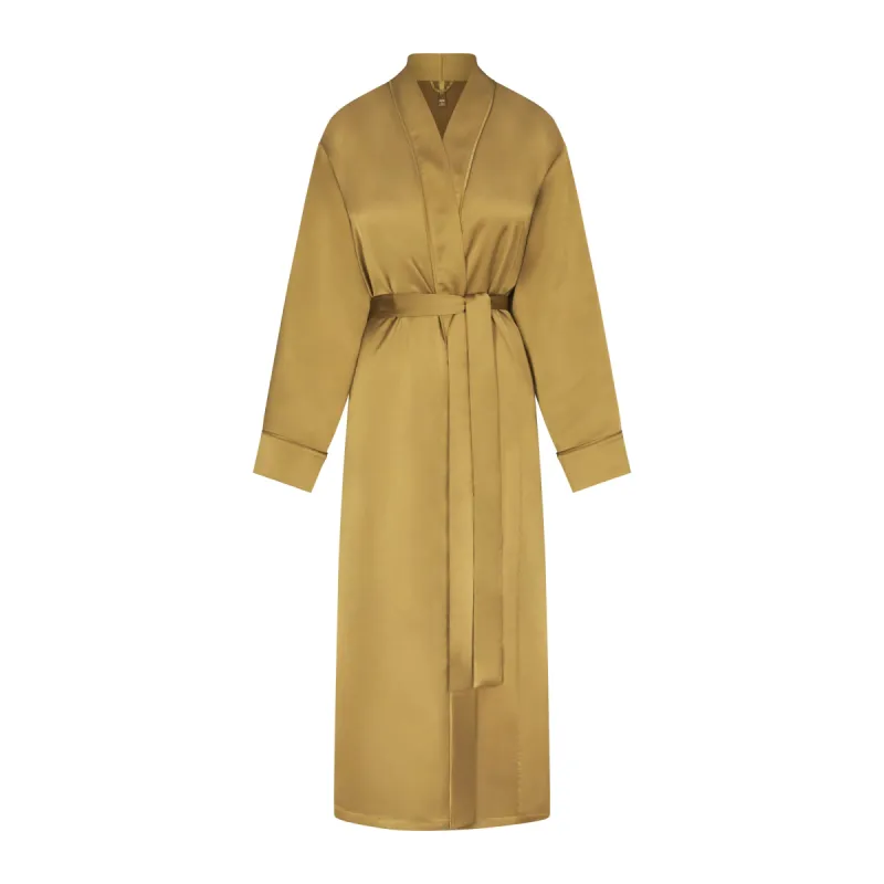 SKIMS SPORTY SATIN LONG ROBE | PYRITE sold by SKIMS
