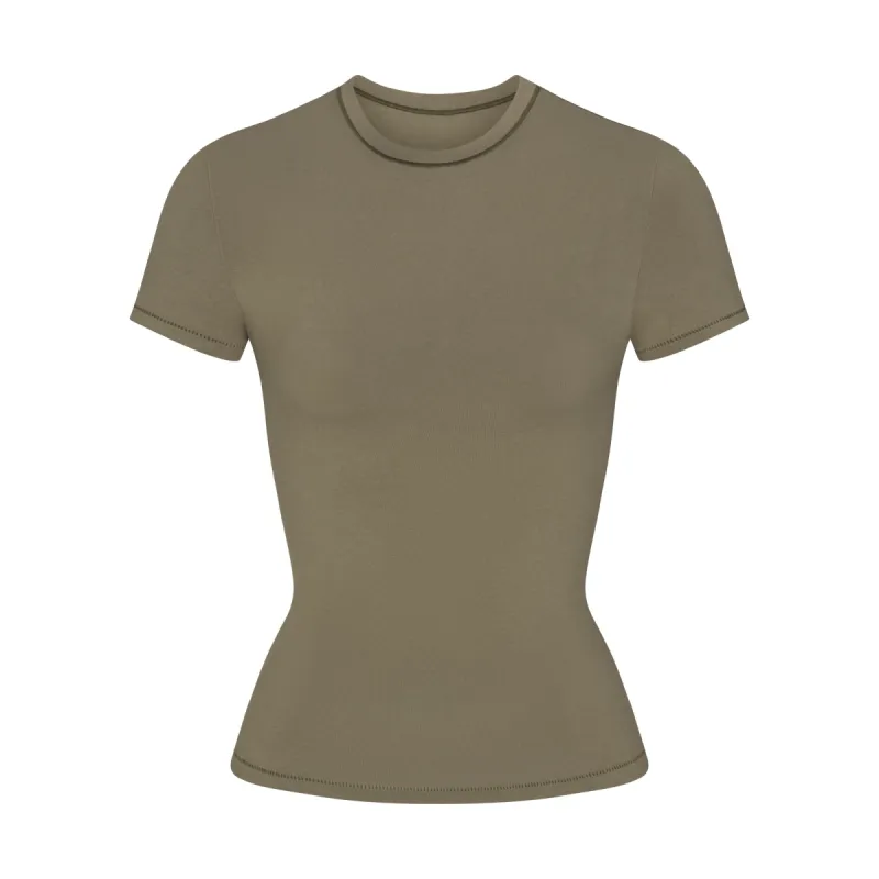 COTTON JERSEY T-SHIRT | ARMY sold by SKIMS