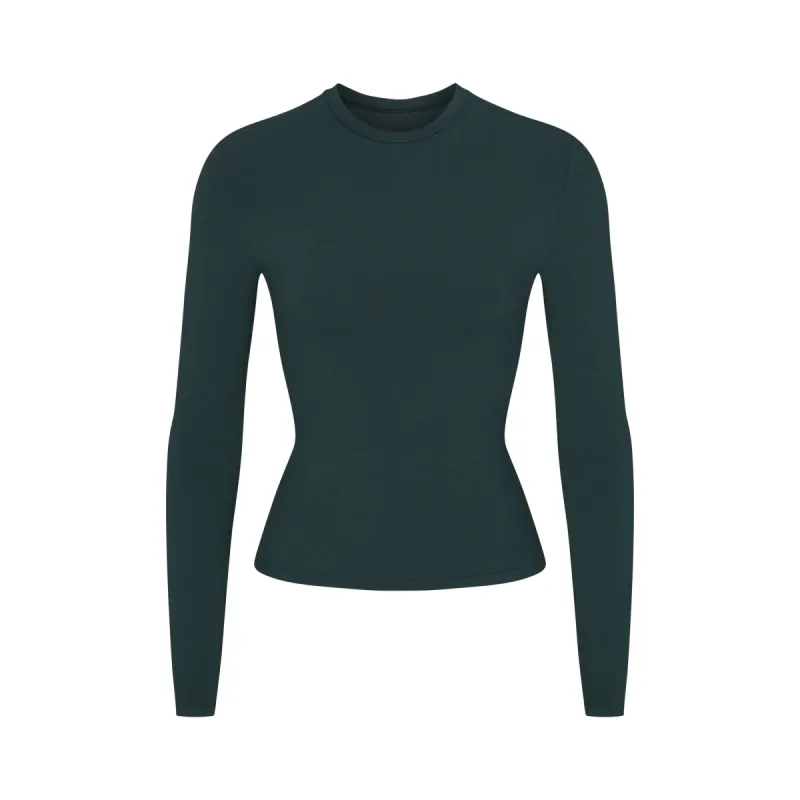 COTTON JERSEY LONG SLEEVE T-SHIRT | SPRUCE sold by SKIMS