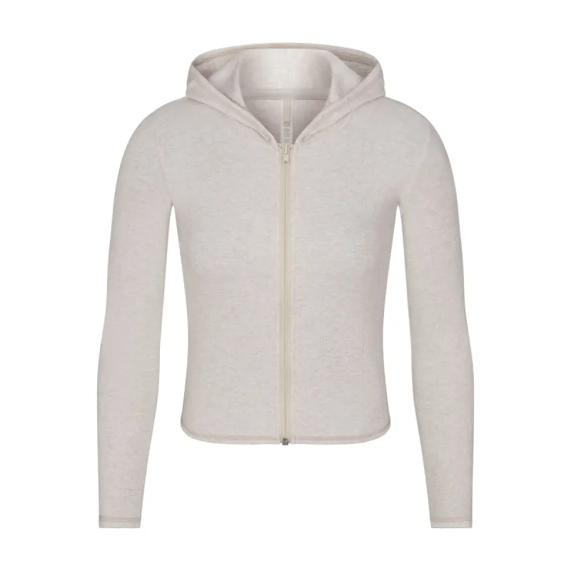 COTTON RIB ZIP UP HOODIE | HEATHER OATMEAL MULTI sold by SKIMS