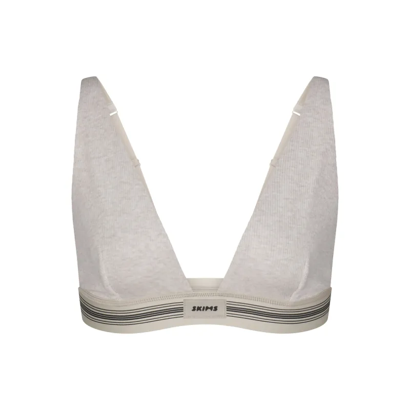 COTTON RIB PLUNGE BRALETTE | HEATHER OATMEAL MULTI sold by SKIMS