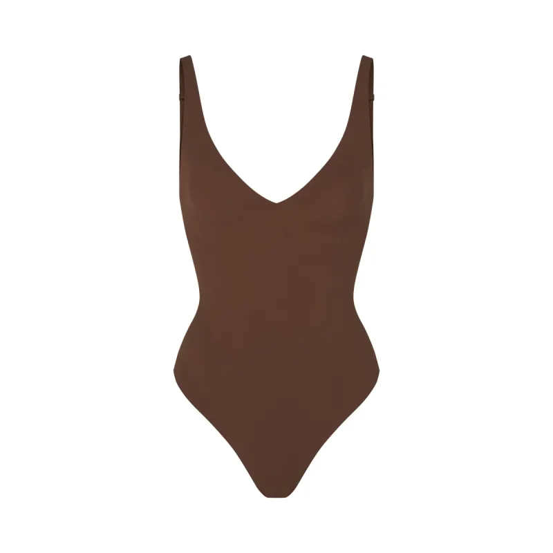 NAKED PLUNGE THONG BODYSUIT | COCOA sold by SKIMS