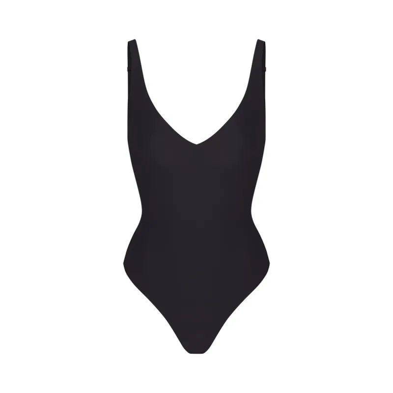 NAKED PLUNGE THONG BODYSUIT | ONYX sold by SKIMS