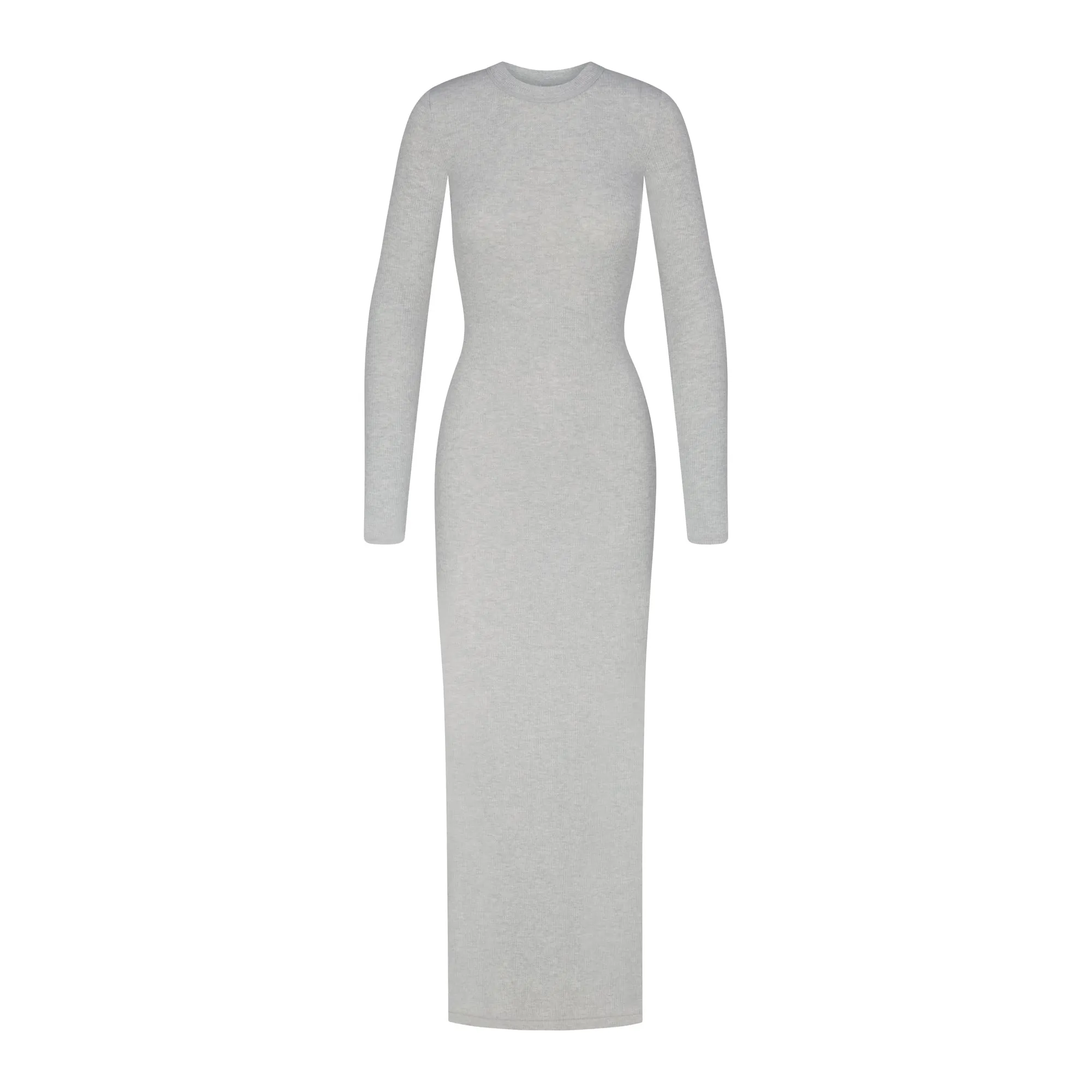 WAFFLE CREW NECK LONG DRESS | LIGHT HEATHER GREY sold by SKIMS