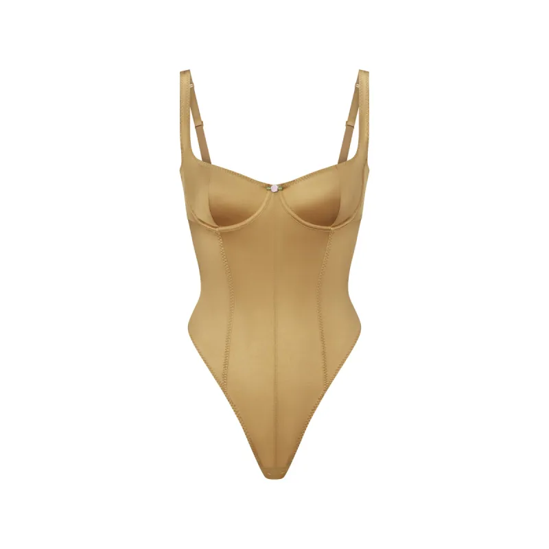 STRETCH SATIN BODYSUIT | PYRITE sold by SKIMS